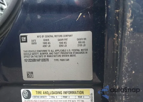 2010 Chevrolet Malibu Lt z USA, uszkodzony, nr VIN 1G1ZC5EB1AF120578